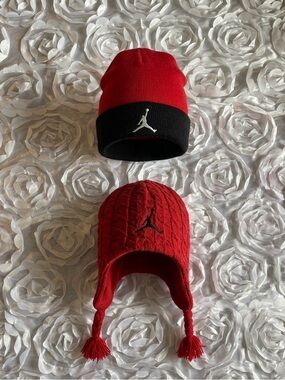 Michael Jordan Newborn Beanie Bundle Red and Black Beanie Set with Jump man hat